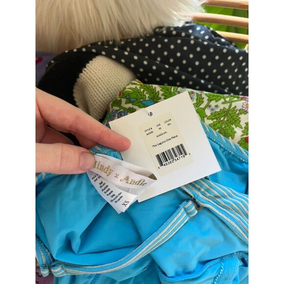 NWT Mindy x Andie Laguna One Piece Swimsuit in Splash (Blue/Gold Stripe) - Picture 3 of 4